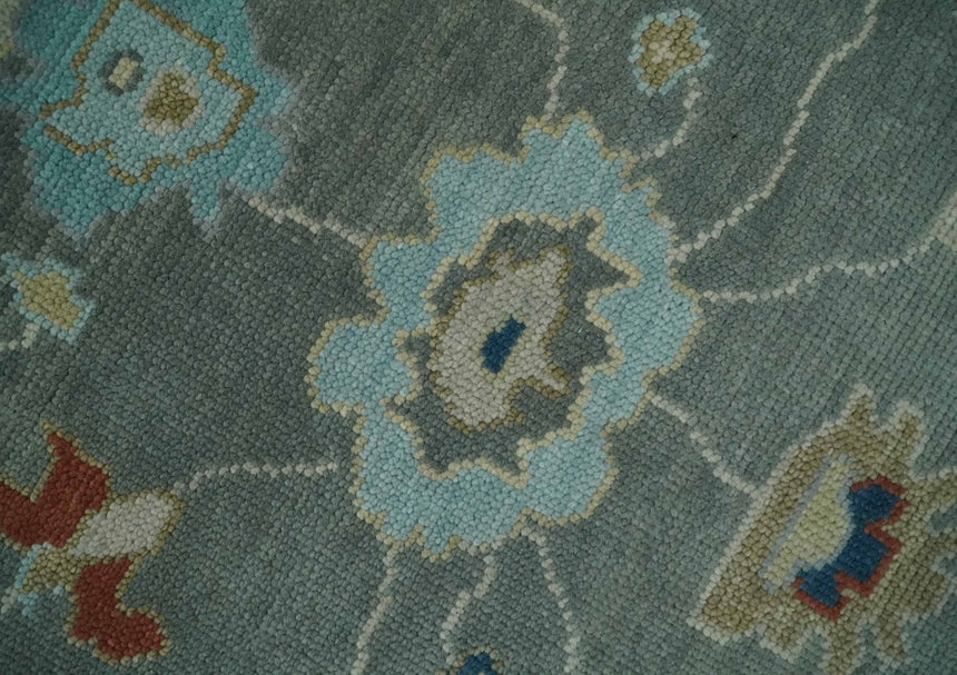 Hand knotted Gray and Beige Traditional Oushak Wool Area Rug