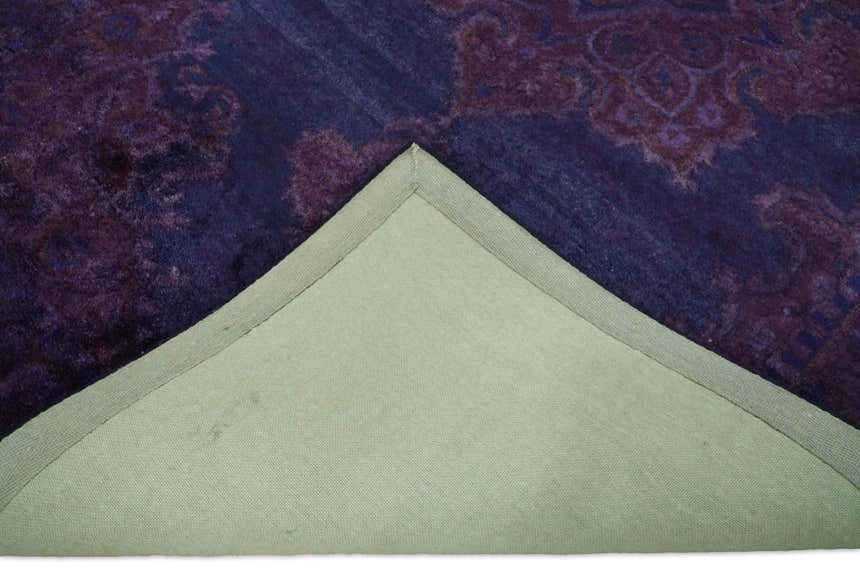 Blue and Purple Plum Overdyed Handmade Premium Custom Made Wool Area Rug