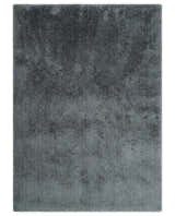 Ready To Ship Hand Woven High Pile Shag Charcoal Soft Viscose Rug