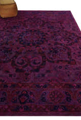 Overdyed Pink Traditional Floral Design Hand Tufted  Wool Area Rug