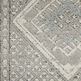 Close-up of Nourison Quarry Grey Ivory Blue Southwestern Rug pattern and texture.