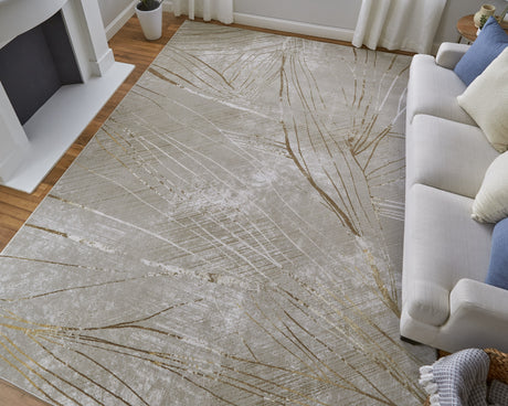 Feizy Waldor Modern Abstract - Taupe/Brown/Silver Area Rug