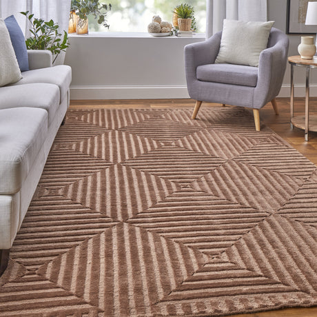 Feizy Channels Modern Geometric - Orange/Brown Area Rug - Clearance