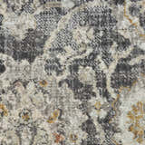 Close-up of the Nourison Oushak Home Charcoal rug. Vintage style with taupe, gray, and subtle gold tones.