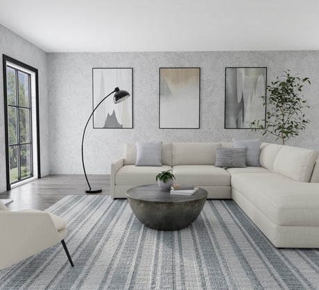 Feizy Aberdeen Modern Stripes - Gray/White Area Rug