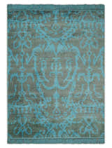 4.5x6.5 Hand Knotted Blue and Gray Modern Persian Style Contemporary Art Silk Area Rug | OP133