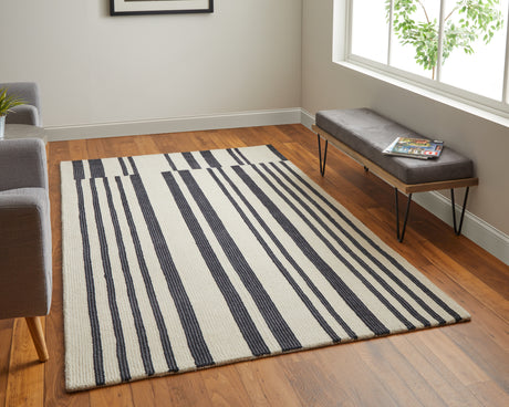 Feizy Maguire Transitional Abstract - Ivory/Black Area Rug