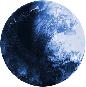 Close-up of the round Nourison Imagination Blue Kids Indoor Washable Area Rug, featuring an earth globe design.