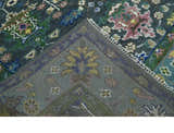 Ready to Ship Hand Knotted Green Moss and Blue Traditional Turkish Design Wool Rug