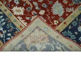Floral Brown, Blue and Beige Hand Knotted Oriental Oushak Multi Size wool Area Rug