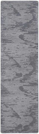 Close-up of the Michael Amini MA30 Star Blue rug. Light blue wool rug with a modern, abstract pattern and subtle texture.