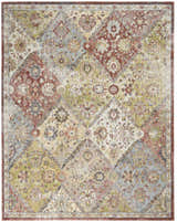 Detailed floral pattern of the Nourison Soraya Terracotta Multicolor Area Rug. Clearance rug with colorful design.