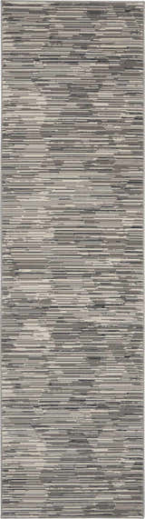 Close-up of Michael Amini MA90 Uptown Grey Ivory rug featuring a modern, linear pattern and soft, neutral tones.