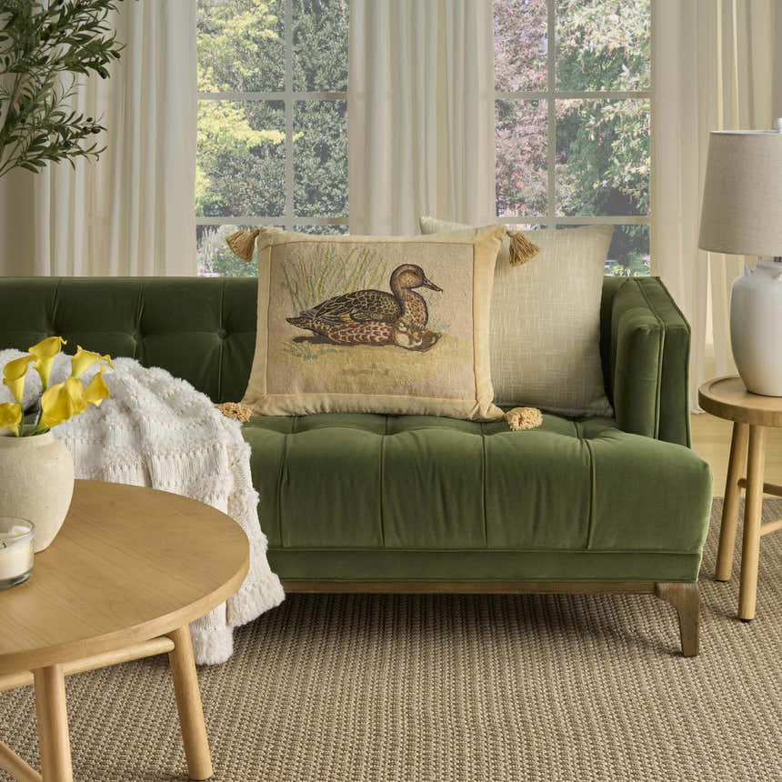 Mina Victory Vintage Pillow Ducks Beige Indoor Throw Pillow