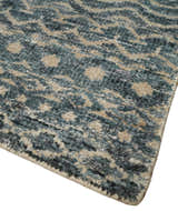 4x6 Hand Knotted Ivory, Beige and Blue Modern Contemporary Southwestern Tribal Trellis Recycled Silk Area Rug | OP55