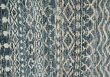 4x6 Hand Knotted Ivory, Beige and Blue Modern Contemporary Southwestern Tribal Trellis Recycled Silk Area Rug | OP55