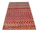 4x6 Hand Knotted Rust and Ivory Modern Contemporary Southwestern Tribal Trellis Recycled Silk Area Rug | OP60