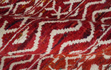 4x6 Hand Knotted Rust and Ivory Modern Contemporary Southwestern Tribal Trellis Recycled Silk Area Rug | OP60