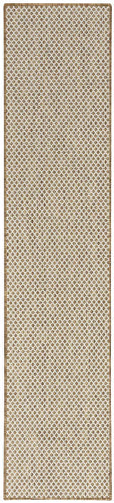 Close-up of the Nourison Courtyard Jute Ivory Modern Area Rug; a chestnut and ivory diamond pattern with a jute texture.