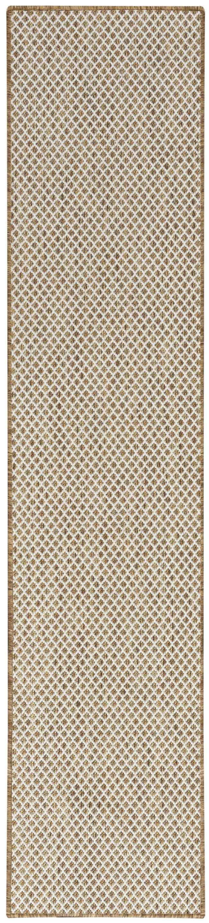 Close-up of the Nourison Courtyard Jute Ivory Modern Area Rug; a chestnut and ivory diamond pattern with a jute texture.
