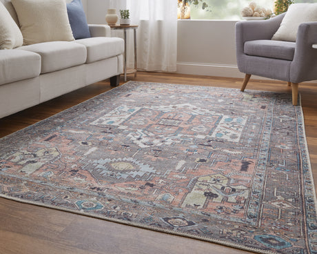 Feizy Percy Transitional Medallion - Taupe/Red/Brown Area Rug