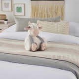 Mina Victory Plush Lines Cow Plush W/Blanket Ivory Indoor - Clearance