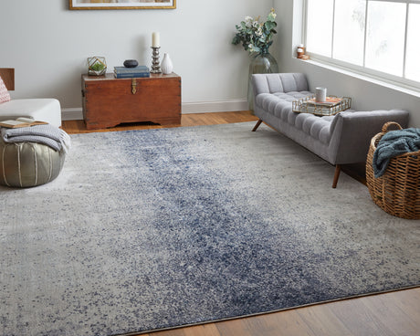 Feizy Astra Transitional Abstract - Blue/Ivory Area Rug