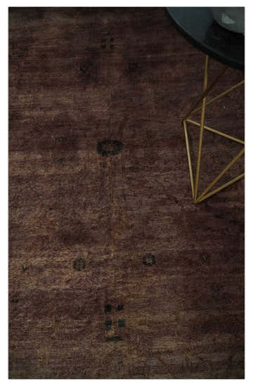 5.10x8.6 Hand Knotted Brown Overdyed Antique Finish Traditional Wool Rug | N34569