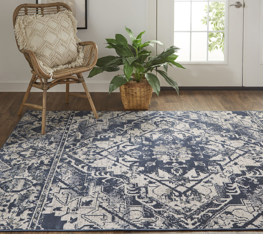 Feizy Foster Transitional Oriental - Blue/Ivory Area Rug - Clearance