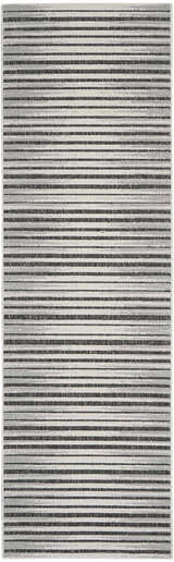 Close-up of Nourison Key Largo Dark Grey Contemporary Area Rug with horizontal stripes.