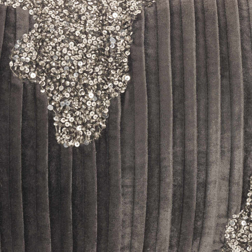 Mina Victory Sofia Beaded Pleated Velve Charcoal Pewter Indoor Throw Pillow - Clearance