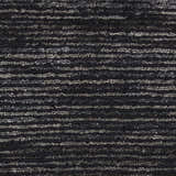 Close-up of the handmade Nourison OCEAN Onyx rug. Features a black and gray horizontal striped pattern and textured weave.