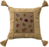 Mina Victory Vintage Pillow Insects Beige Indoor Throw Pillow