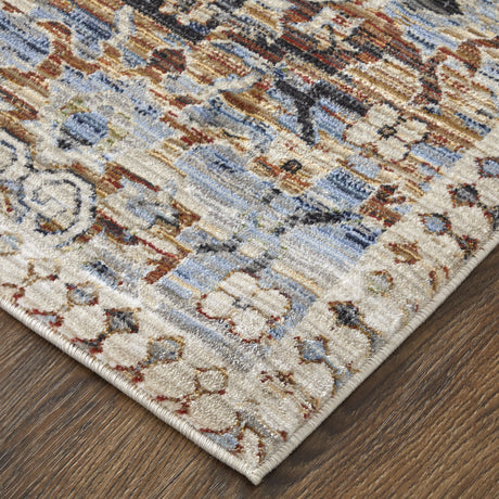 Feizy Melrose Transitional Distressed - Ivory/Red/Blue Area Rug