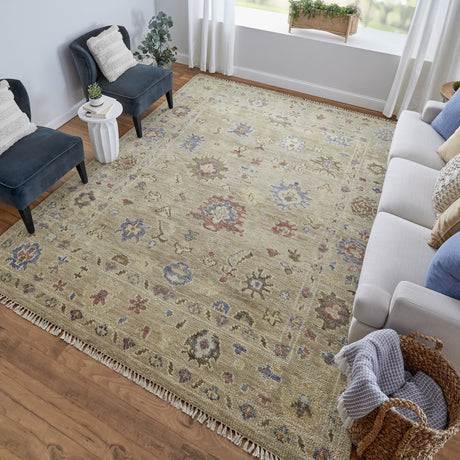 Feizy Fillmore Transitional Floral & Botanical - Brown/Tan/Blue Area Rug