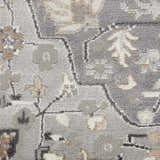Close-up of the Nourison Elation Ivory Grey rug showing its transitional pattern, high pile texture and chestnut accents.