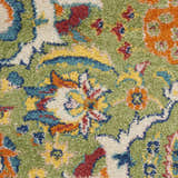 Close up of the Nourison Allur Sage Ivory rug showing its floral bohemian pattern and soft, textured pile.