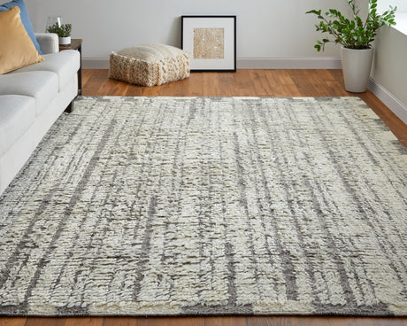 Feizy Ashby Transitional Stripes - Ivory/Gray Area Rug