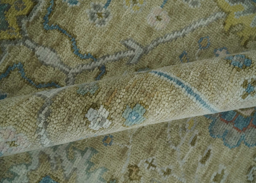 Hand Knotted Beige, Ivory and Gray Traditional Oushak Custom Made Wool Area Rug
