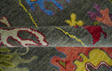 Gray and Olive Wool Colorful Hand knotted Traditional Oushak Multi Size wool Area Rug