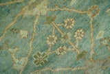 Antique design Green and Beige Traditional Oriental Oushak Custom Made wool area rug