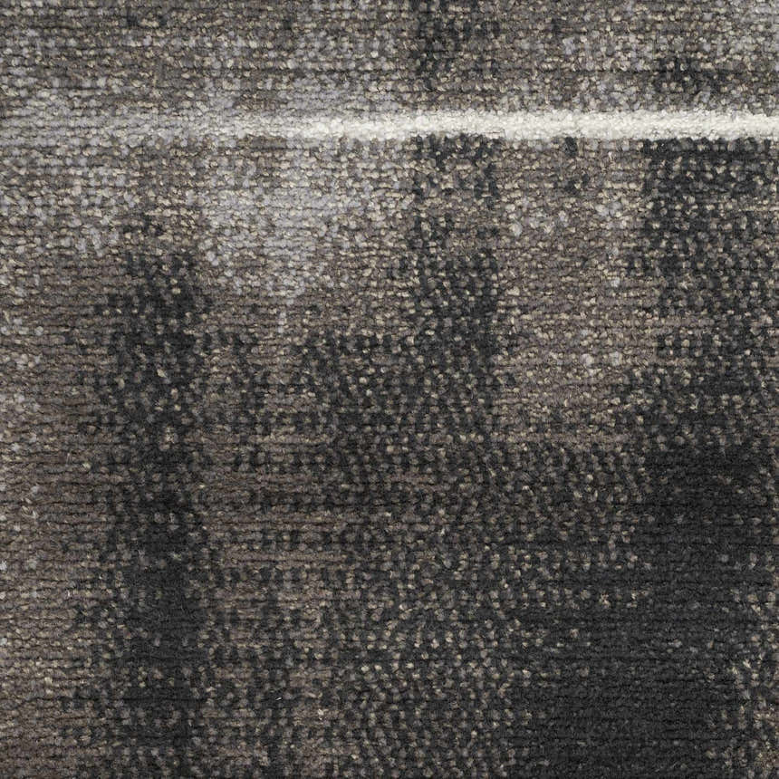 Close-up of the Nourison Twilight Grey Ivory Black Rug, showing its texture, pattern, and wool-luxcelle blend.