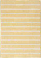 Close-up of the Nourison Positano Yellow Ivory Area Rug featuring a striped pattern and textured weave.