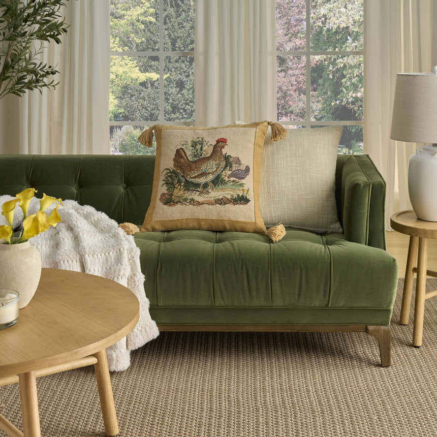 Mina Victory Vintage Pillow Hen Beige Indoor Throw Pillow