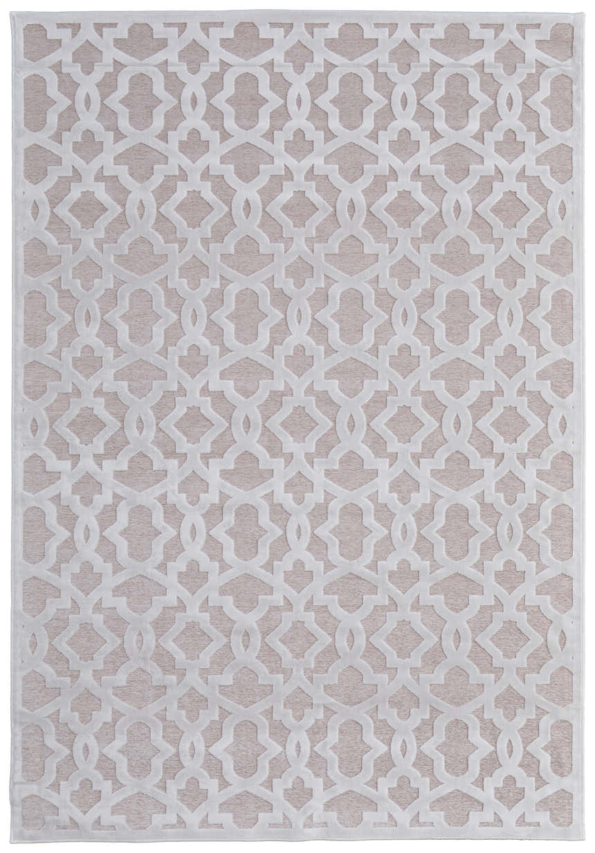 Feizy Saphir Mira rug with interlocking geometric diamonds in pink and white. Modern design. Design-Rectangle-221