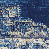 Close-up of the Nourison Grafix Navy Blue Vintage Area Rug showing its texture and distressed pattern.