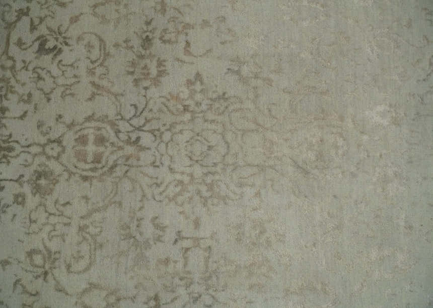 5x7 Fine Hand Knotted Beige and Brown Traditional Vintage Persian Style Antique Wool and Silk Rug | AGR50