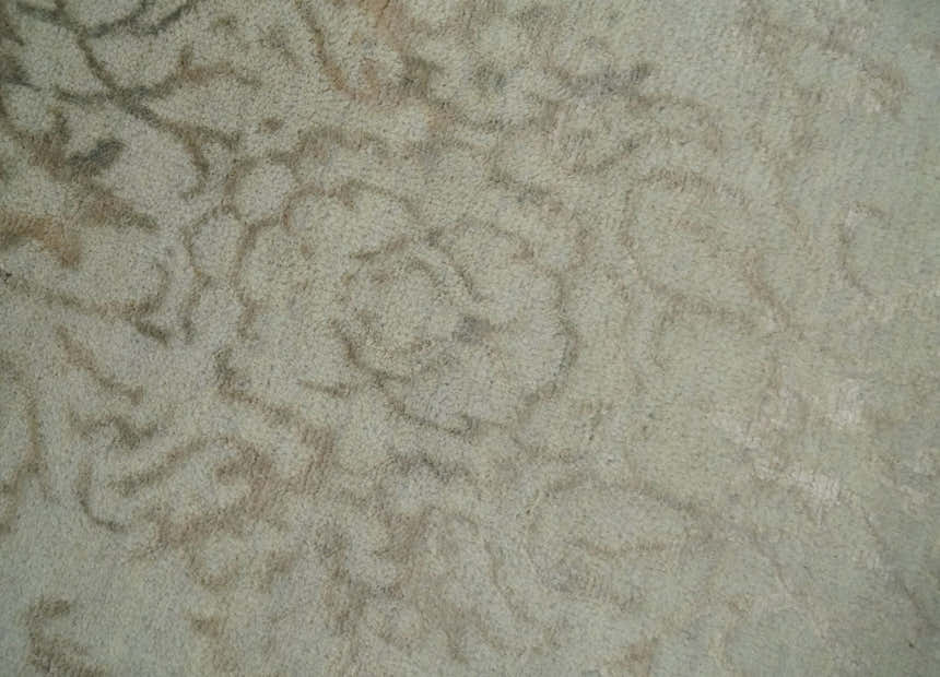5x7 Fine Hand Knotted Beige and Brown Traditional Vintage Persian Style Antique Wool and Silk Rug | AGR50