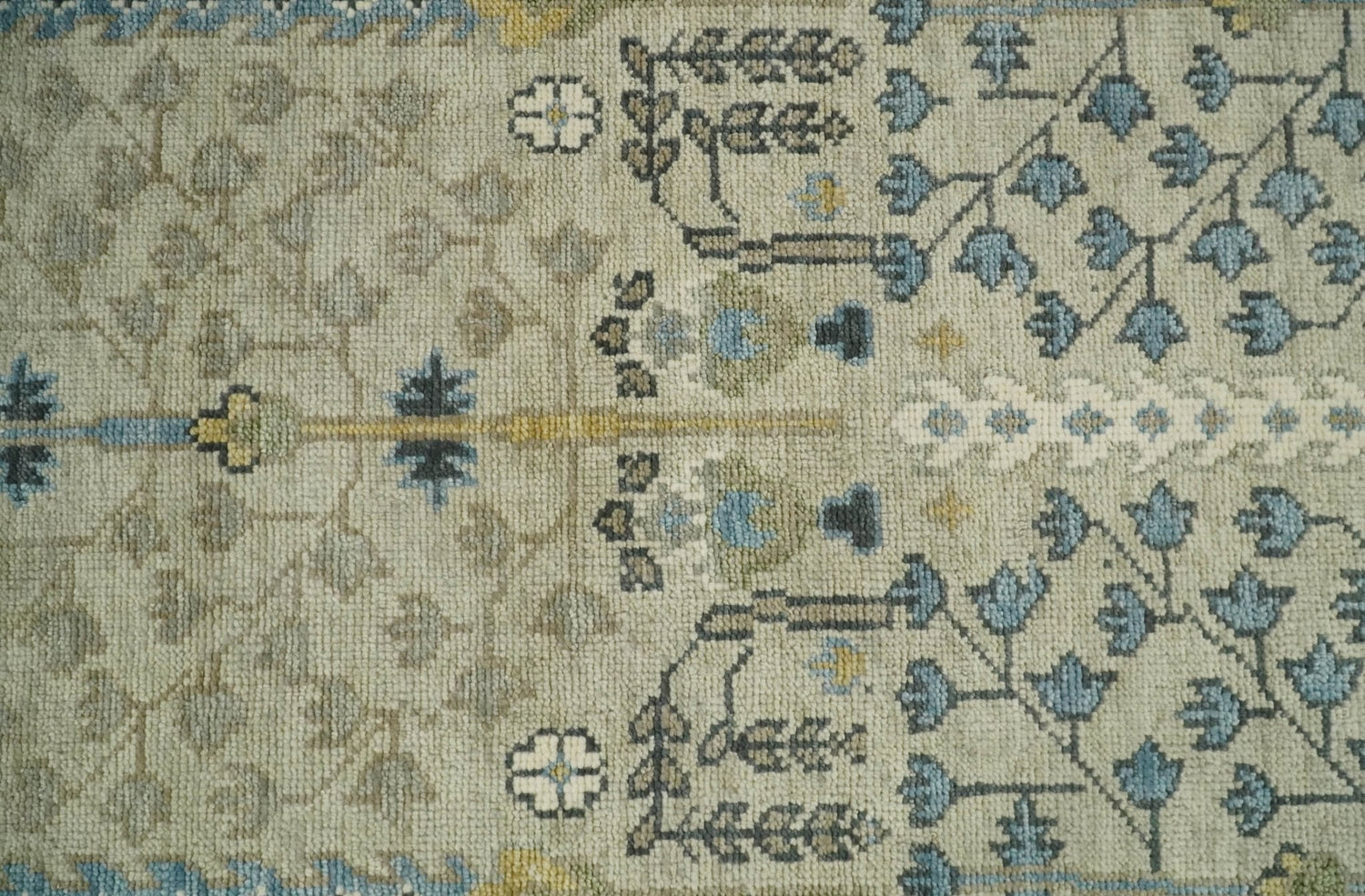 Tree of life Beige and Blue Traditional Hand Knotted Multi Size Wool Area Rug