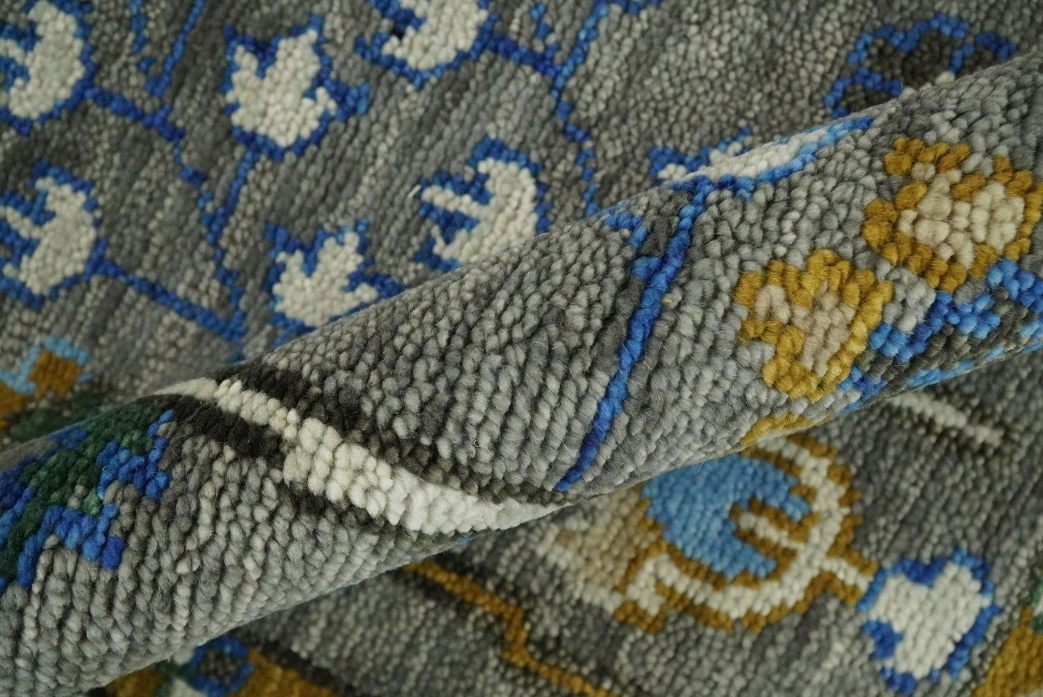 Hand Knotted Charcoal and Ivory Traditional Vintage Style Custom Made Wool Area Rug